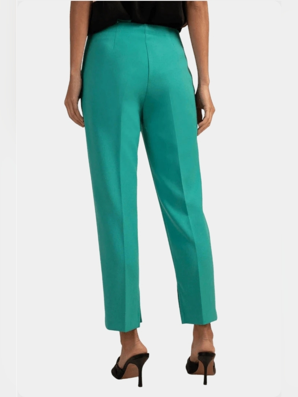 Trina Turk NWT Pop Pant Side Zipper Cropped Turquoise Size 12 - Picture 2 of 13